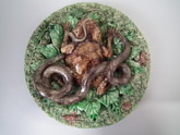 Mafra Majolica Palissy toad&snake wall charger