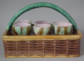 Majolica Basketweave Egg cup Cruet Set