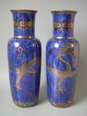 Large Pair Wedgwood Celestial dragon lustre vases