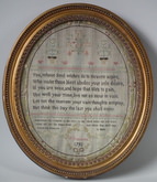 1792 Oval Verse Sampler by H. Duncombe