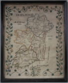 Antique Sampler, 1863 Ireland Map Sampler worked on paper by M J Savage