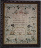 1808 Peacock Sampler by Naomi Brimley