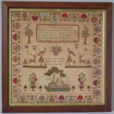 Antique Sampler, 1835 Stag Sampler by Sarah Berry