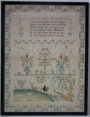 Antique Sampler, 1784 Country Scene Sampler by Sarah Tyce