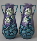 Pair Purple Minton Secessionist Floral No.13 vases