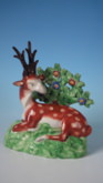 Staffordshire Pearlware recumbent stag with bocage
