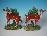 Pair Staffordshire Pearlware deer figures