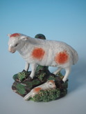 Pearlware Staffordshire ewe&lamb figure