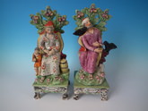Pair Sherratt Staffordshire Pearlware 'Elijah & Widow' table base figures