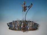 WMF liqueur service with cut crystal glasses