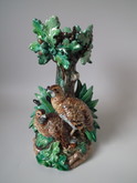 Hugo Lonitz Majolica partridge centrepiece