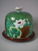 Holdcroft Majolica pond lily cheese dome & stand