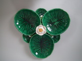 Minton Majolica trefoil lily leaf dish