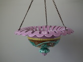 Majolica vine leaves & grapes hanging basket