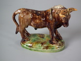 Majolica Palissy bull toothpick holder