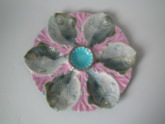 Minton Majolica pink ground fish oyster plate