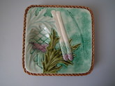 Rare Majolica square shaped asparagus serving plate