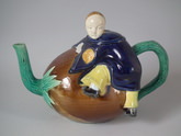Large Holdcroft Majolica oriental boy on coconut teapot