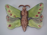 Majolica Palissy Butterfly or Moth Wall Pocket