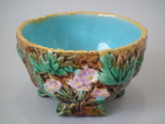 George Jones Majolica blossom sugar bowl
