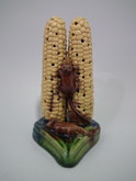Majolica Palissy Mice & Corn Toothpick Holder