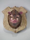 Majolica Wild Boar wall plaque/holder