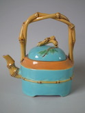 Minton Majolica turquoise bamboo teapot