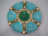 Minton Majolica turquoise 6 well oyster plate