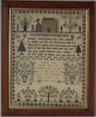 1833 House Sampler by Eleanor May, with 'Contentment' Verse