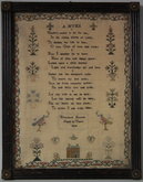 Antique Sampler, 1824 Hymn Sampler by Elizabeth Newton