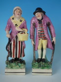 Pair Staffordshire Pearlware Old Age figures