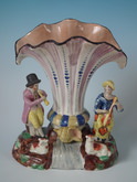 Staffordshire Pearlware Musicians Cornucopia spill vase