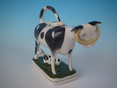 Staffordshire Prattware-type Yorkshire cow & calf creamer