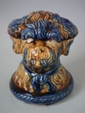 Majolica Dog Head Tobacco jar & cover