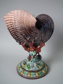 Gustafsberg Majolica Vase with Nautilus Shell and Coral