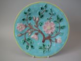 Majolica plate with dog roses
