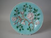 Majolica plate with dog roses