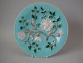 Majolica plate with dog roses
