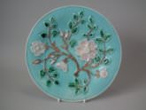Majolica plate with dog roses