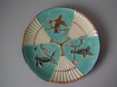 Wedgwood Majolica Plate with bird & fan pattern