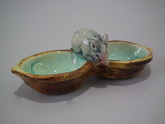 Delphin Massier Majolica mouse salt