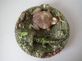 Cunha Majolica Palissy toad & lizard wall plate