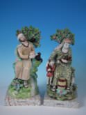 Pair Staffordshire Pearlware 'Elijah' & 'Widow' bocage figures