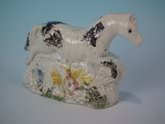 Small Staffordshire Prattware Pottery horse figure