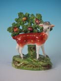Staffordshire Pottery Pearlware Deer with bocage figure
