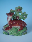 Staffordshire Pearlware deer with bocage figure