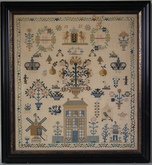 Antique Sampler, 1821, with Amsterdam Coat of Arms