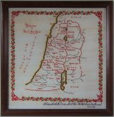 Antique Sampler, 1880, Map of Palestine by Elizabeth Cox