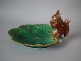 Minton Majolica squirrel nut dish