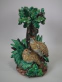 Hugo Lonitz Majolica Partridge Cache Pot Stand